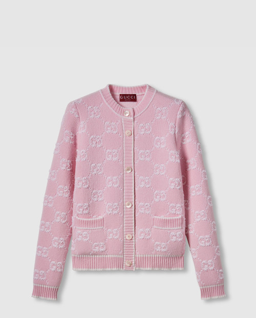 [GUCCI-구찌]GG 울 부클레 자카드 가디건 ‎713300