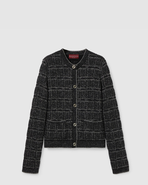 [GUCCI-구찌]울 및 라메 체크 자카드 가디건 805754