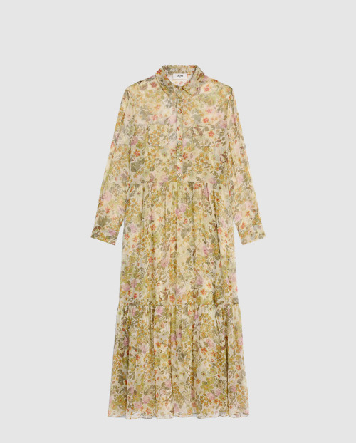 [CELINE-셀린느]롱 셔츠 드레스 실크 크레퐁 RR08P0