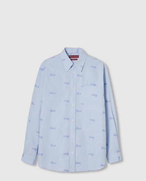 [GUCCI-구찌]자수 스트라이프 코튼 셔츠 814715