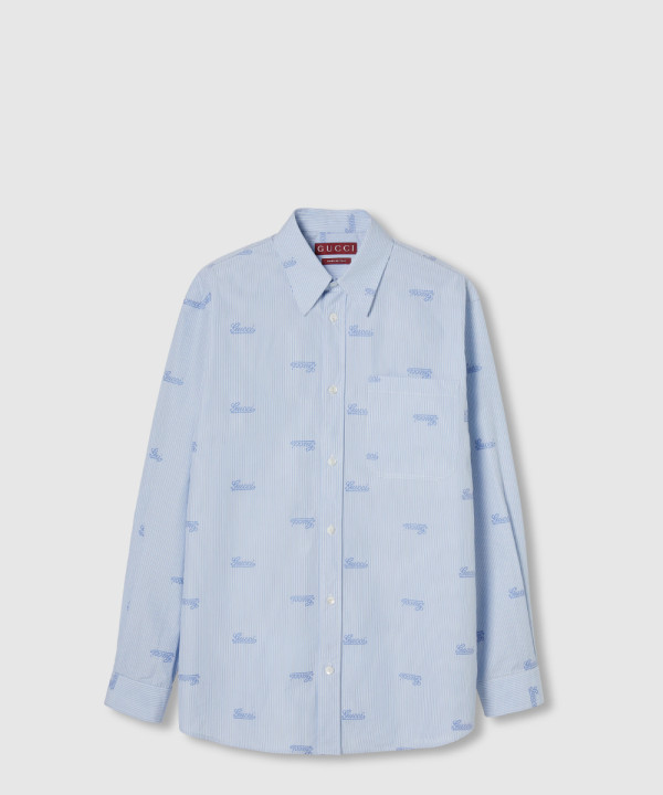 [GUCCI-구찌]자수 스트라이프 코튼 셔츠 814715