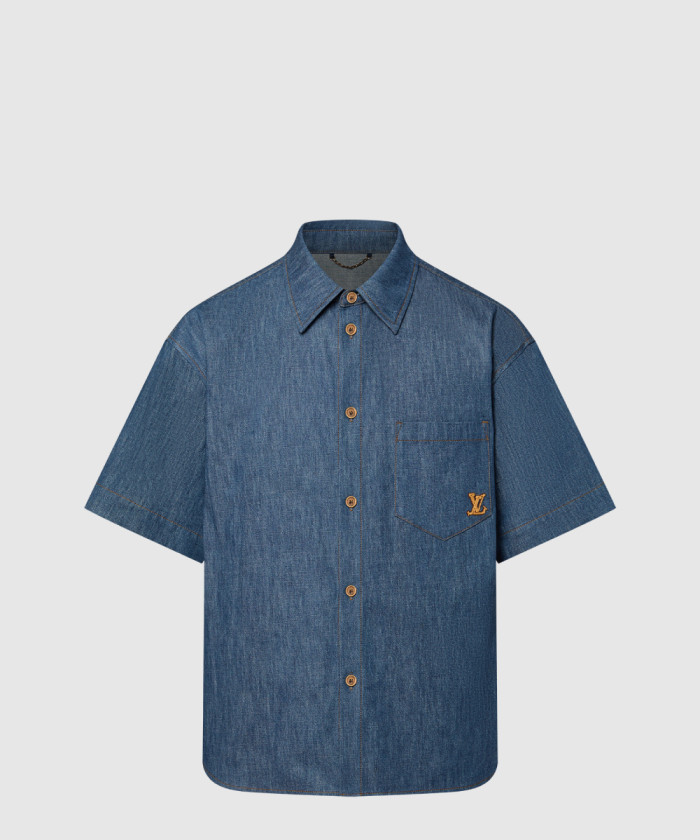 레플리카|이미테이션 louis-vuitton-루이비통쇼트-슬리브드-코튼-샴브레이-셔츠-1afxlf