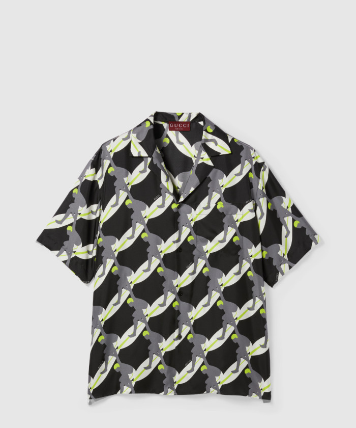 레플리카|이미테이션 gucci-구찌프린트-실크-볼링-셔츠-824165