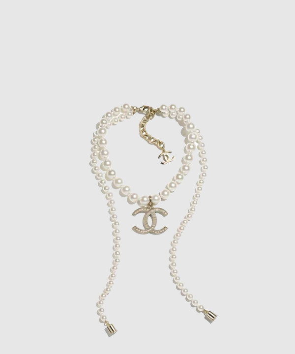 [CHANEL-샤넬]로고 진주 목걸이 AB6430