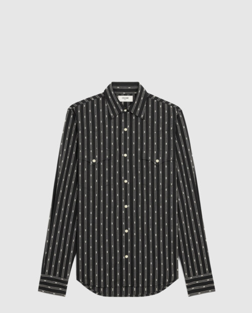 [CELINE-셀린느]웨스턴 셔츠 트리옹프 스트라이프 코튼 2T3610