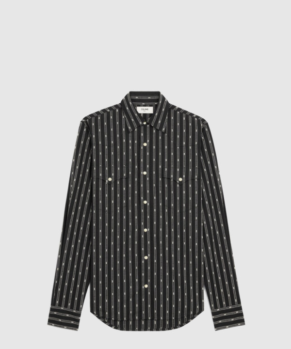 [CELINE-셀린느]웨스턴 셔츠 트리옹프 스트라이프 코튼 2T3610