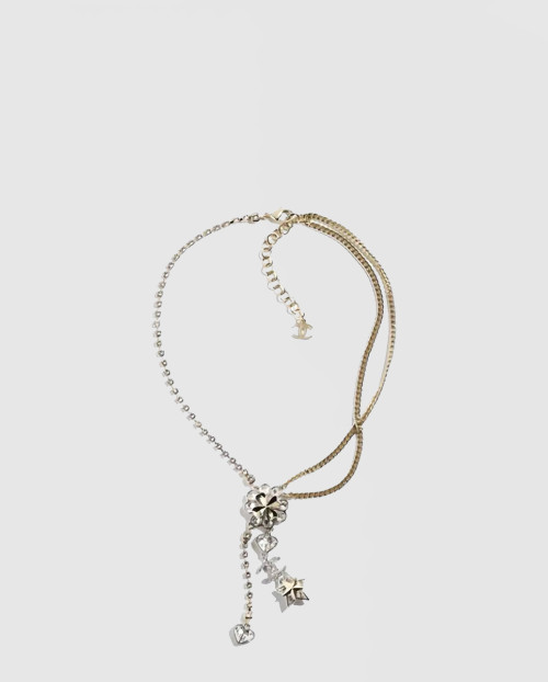 [CHANEL-샤넬]크리스털 플라워 하트 목걸이 ABA880