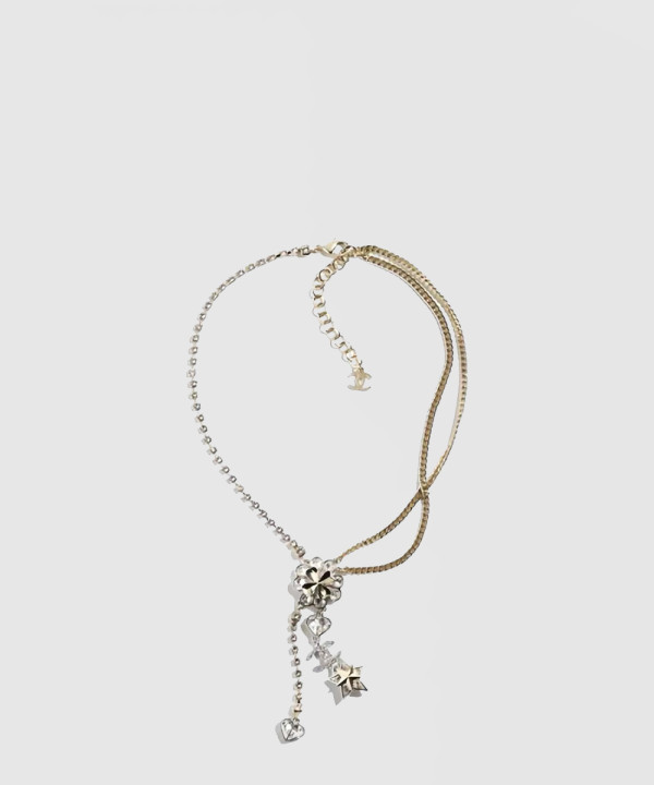 [CHANEL-샤넬]크리스털 플라워 하트 목걸이 ABA880