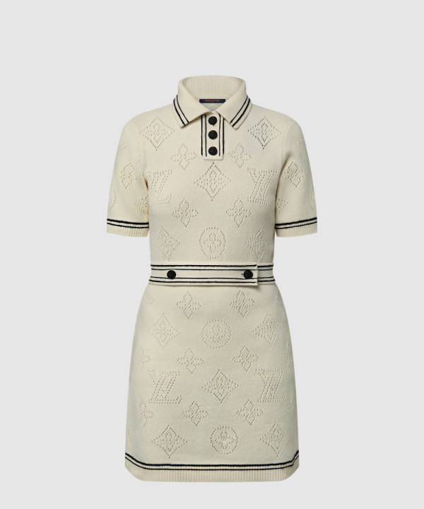 [LOUIS VUITTON-루이비통]스트라이프 액센트 니트 폴로 드레스 1AHJFE