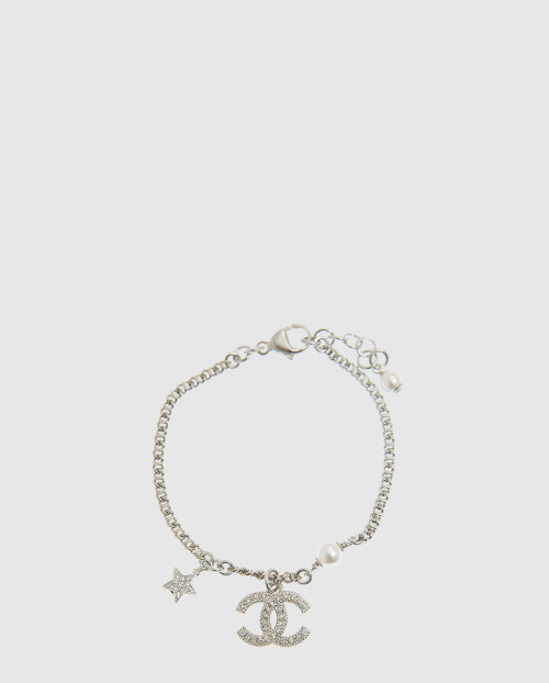 [CHANEL-샤넬]CC 스타 실버 크리스탈 팔찌 AB3556