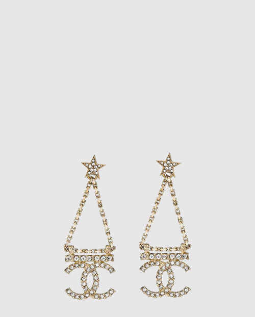 [CHANEL-샤넬]메탈 큐빅 별 귀걸이 AB8068