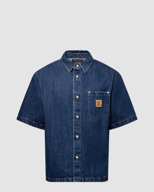 [LOUIS VUITTON-루이비통]시그니처 데님 쇼트 슬리브드 셔츠 1AHDMQ