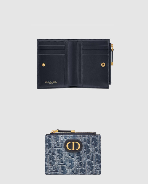 [DIOR-디올]30 Montaigne 몽테인 달리아 지갑 데님 S2197