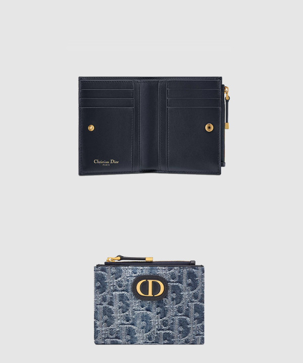 [DIOR-디올]30 Montaigne 몽테인 달리아 지갑 데님 S2197
