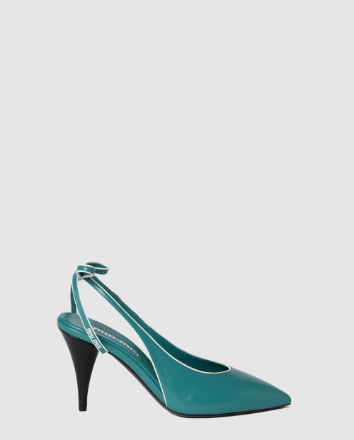 [MIUMIU-미우미우]나파 가죽 슬링백 펌프스 5I430E