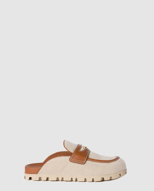 [MIUMIU-미우미우]캔버스와 가죽 뮬 5D377E