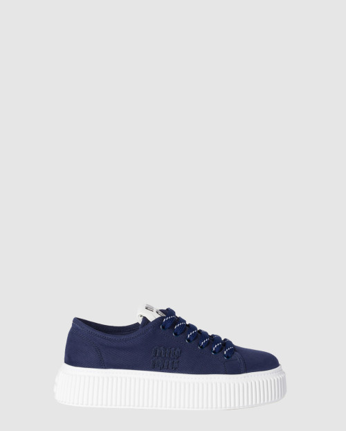 [MIUMIU-미우미우]로고가 있는 데님 스니커즈 5E389E