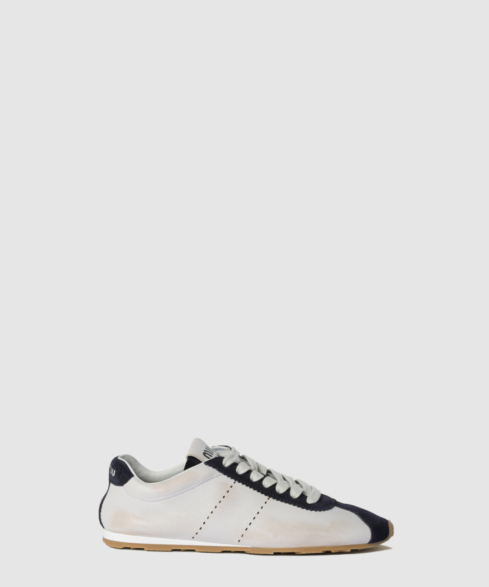 레플리카|이미테이션 miumiu-미우미우플룸-나파-가죽-및-스웨이드-스니커즈-5e114e