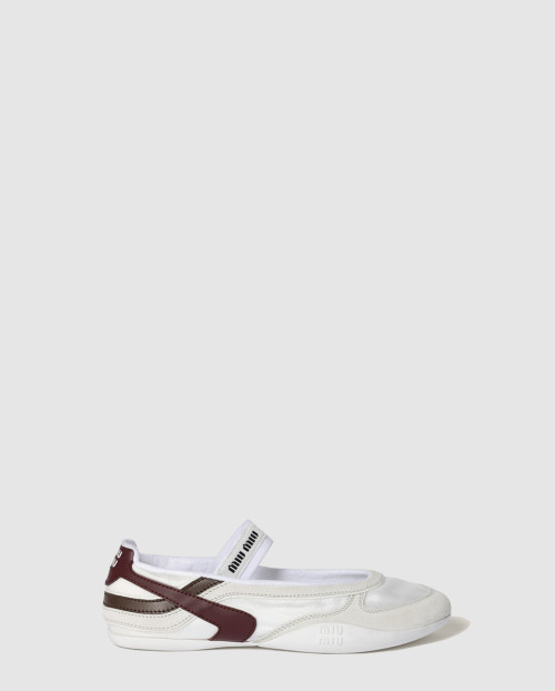 [MIUMIU-미우미우]체육관 기술 패브릭과 스웨이드 발레리나 5F427E