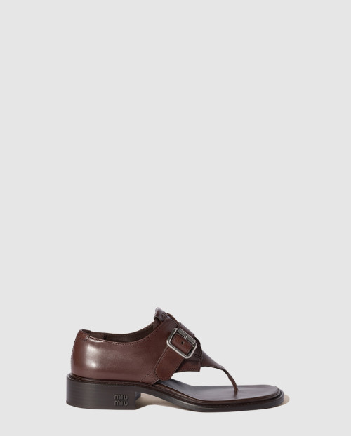 [MIUMIU-미우미우]버클이 달린 가죽 끈 샌들 5Y443E