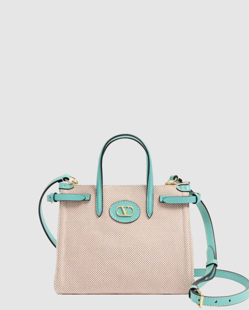 [VALENTINO-발렌티노]가라바니 앙티브 카룽 디테일 캔버스 스몰 쇼퍼백