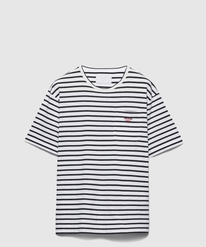 레플리카|이미테이션 prada-프라다스트라이프-코튼-티셔츠-ujn929
