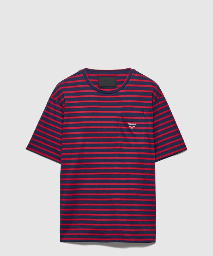 레플리카|이미테이션 prada-프라다스트라이프-코튼-티셔츠-ujn929-1