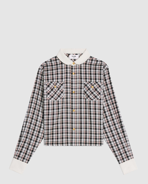 [CELINE-셀린느]크롭 셔츠 체크 실크 2C02C7