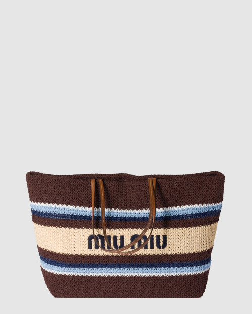 [MIUMIU-미우미우]라피아 앤 코튼 토트백 5BG228