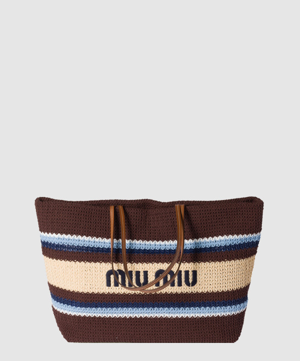 [MIUMIU-미우미우]라피아 앤 코튼 토트백 5BG228