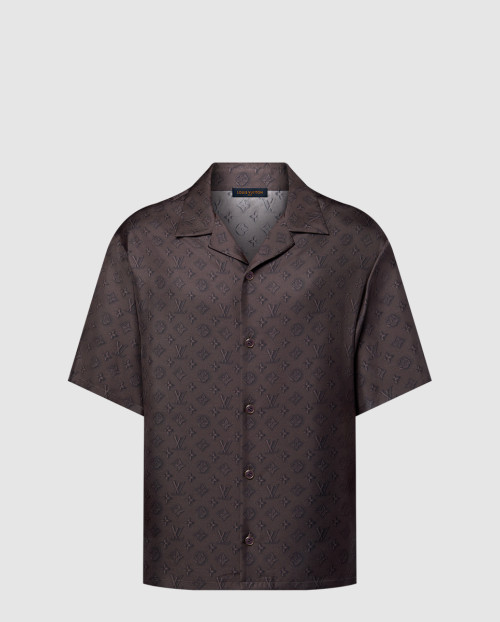 [LOUIS VUITTON-루이비통]프린티드 모노그램 쇼트 슬리브드 실크 셔츠 1AHCGS