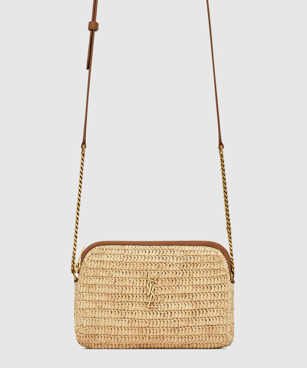 [SAINT LAURENT-생로랑]라피아 및 베지터블 태닝 가죽 소재의 GABY 지퍼 파우치 774293