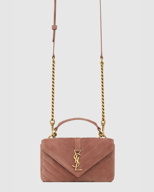 [SAINT LAURENT-생로랑]유광 크래클드 가죽 소재의 COLLEGE 미니 체인백 779430