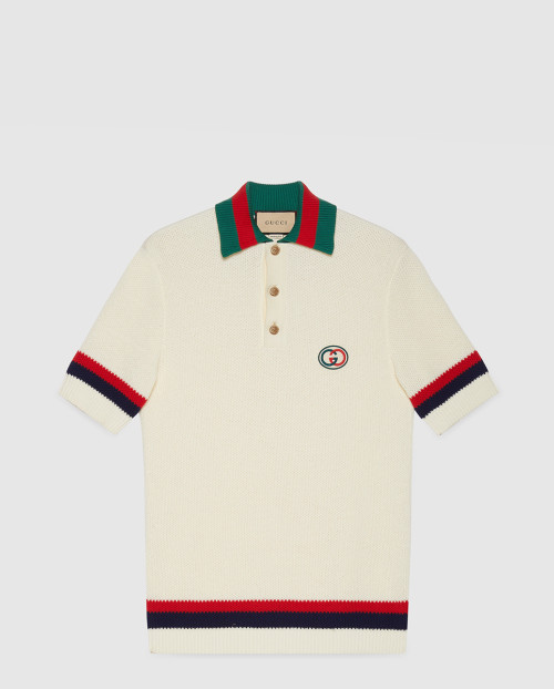 [GUCCI-구찌]웹 니트 코튼 폴로 티셔츠 739954