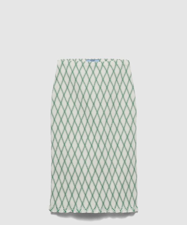 [PRADA-프라다]기하학적 패턴의 코튼 스커트 P183YR