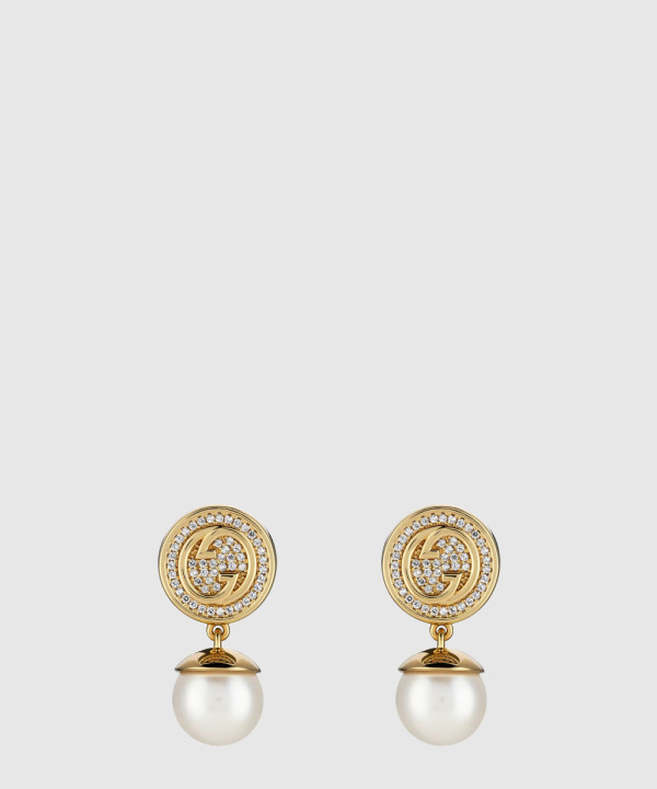 [GUCCI-구찌]블론디 시리즈 크리스털 진주 귀걸이 815151