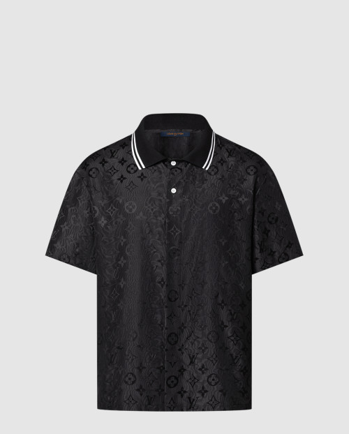 [LOUIS VUITTON-루이비통]모노그램 무아레 자카드 쇼트 슬리브드 실크 셔츠 1AGTP1