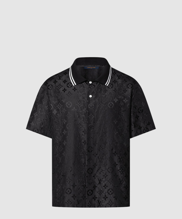 레플리카|이미테이션 louis-vuitton-루이비통모노그램-무아레-자카드-쇼트-슬리브드-실크-셔츠