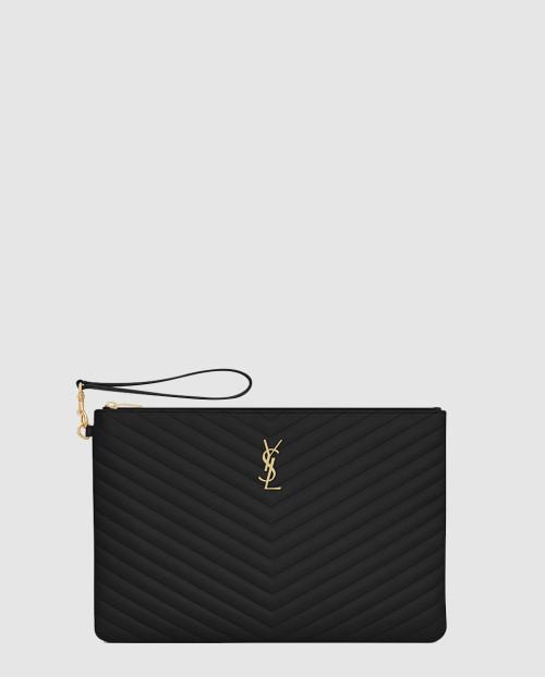 [SAINT LAURENT-생로랑]마틀라세 가죽 소재의 모노그램 다큐먼트 홀더 440222