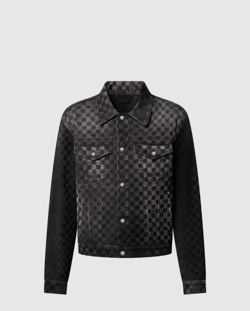 [LOUIS VUITTON-루이비통]플록드 다미에 데님 트러커 재킷 1AHBDU