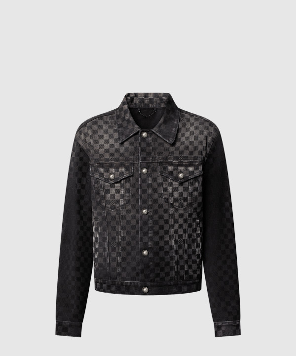 [LOUIS VUITTON-루이비통]플록드 다미에 데님 트러커 재킷 1AHBDU