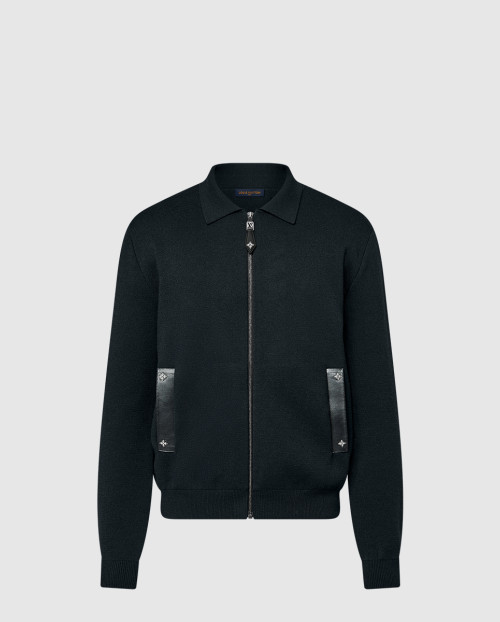 [LOUIS VUITTON-루이비통]니트 블루종 위드 레더 디테일 1AH349