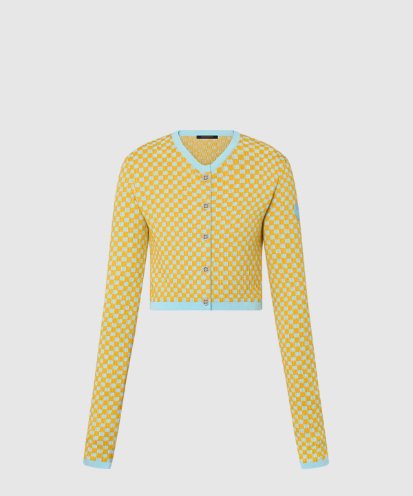 [LOUIS VUITTON-루이비통]다미에 니트 크롭 카디건 1AFTYA