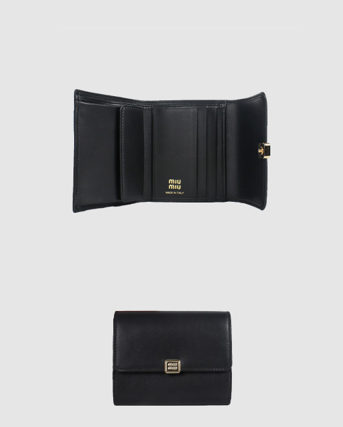 [MIUMIU-미우미우]로고 레더 반지갑 5MH040