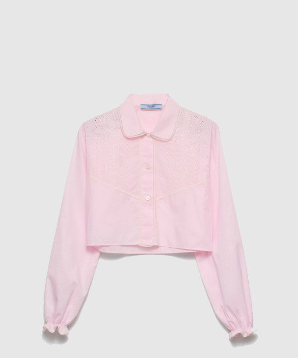 [PRADA-프라다]자수 크롭 바티스트 셔츠 P445IR