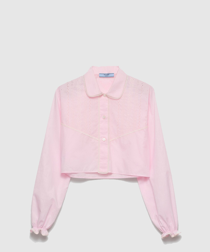 레플리카|이미테이션 prada-프라다자수-크롭-바티스트-셔츠-p445ir