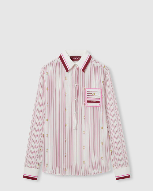 [GUCCI-구찌]프린트 멀버리 실크 셔츠 818456