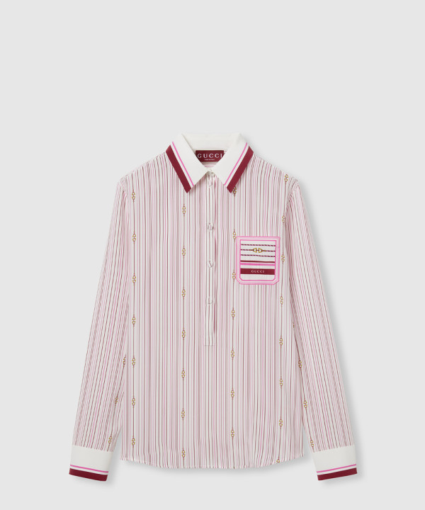 [GUCCI-구찌]프린트 멀버리 실크 셔츠 818456