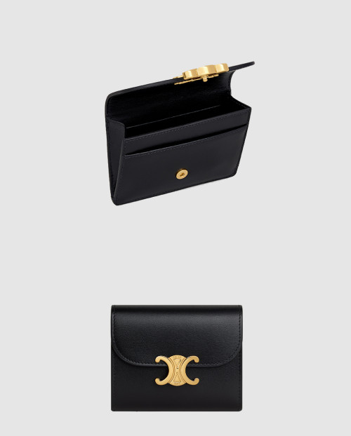 [CELINE-셀린느]트리옹프 플랩 카드 지갑 샤이니 카프스킨 10I583