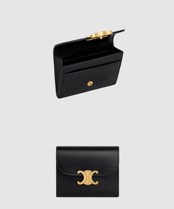 [CELINE-셀린느]트리옹프 플랩 카드 지갑 샤이니 카프스킨 10I583